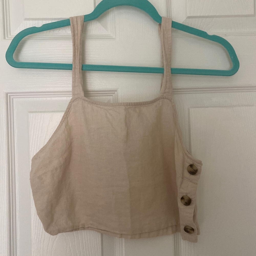 Marine Layer cotton/linen cropped sleeveless shirt